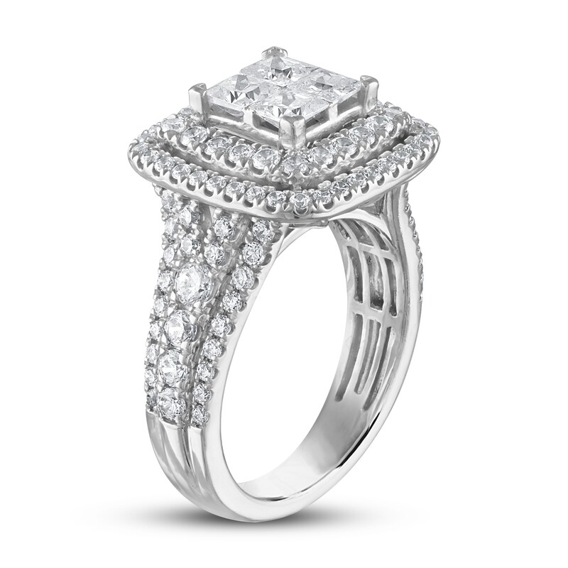 Main Image 2 of Previously Owned Diamond Engagement Ring 2 3/4 ct tw Princess/Round 14K White Gold