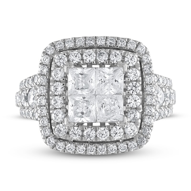 Main Image 3 of Previously Owned Diamond Engagement Ring 2 3/4 ct tw Princess/Round 14K White Gold