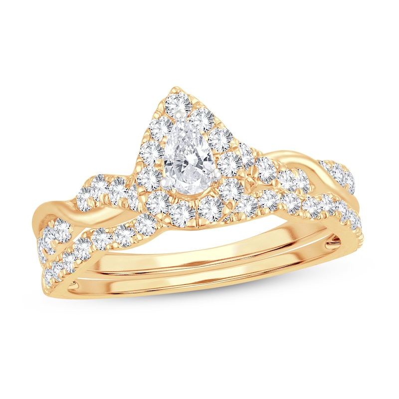 Main Image 1 of Previously Owned Diamond Bridal Set 1 ct tw Pear-shaped/Round-cut 14K Yellow Gold