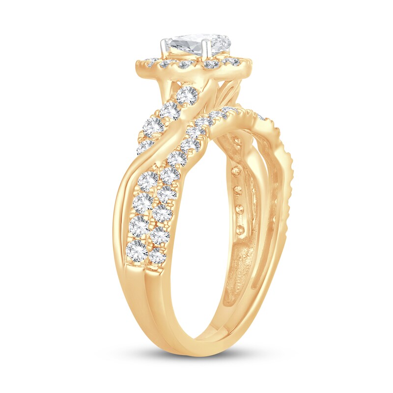 Main Image 2 of Previously Owned Diamond Bridal Set 1 ct tw Pear-shaped/Round-cut 14K Yellow Gold