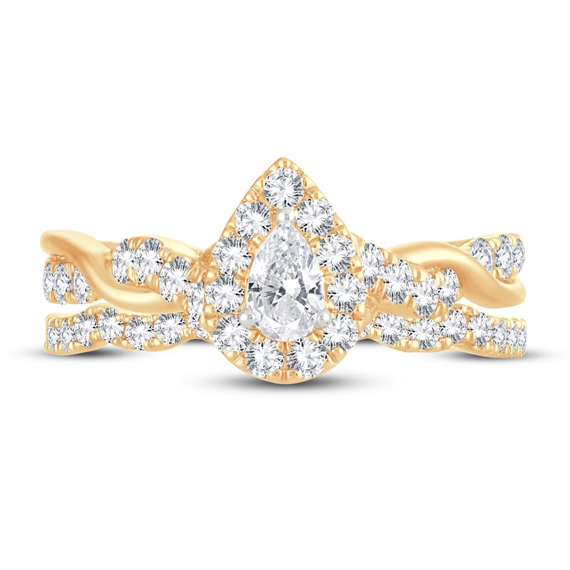 Main Image 3 of Previously Owned Diamond Bridal Set 1 ct tw Pear-shaped/Round-cut 14K Yellow Gold