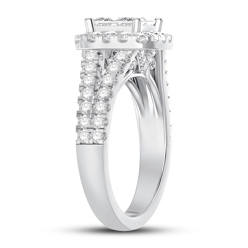 Main Image 2 of Previously Owned Diamond Engagement Ring 1-3/4 ct tw Round/Princess 14K White Gold