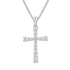 Thumbnail Image 1 of Previously Owned Diamond Cross Necklace 1 ct tw Round 14K White Gold 18"