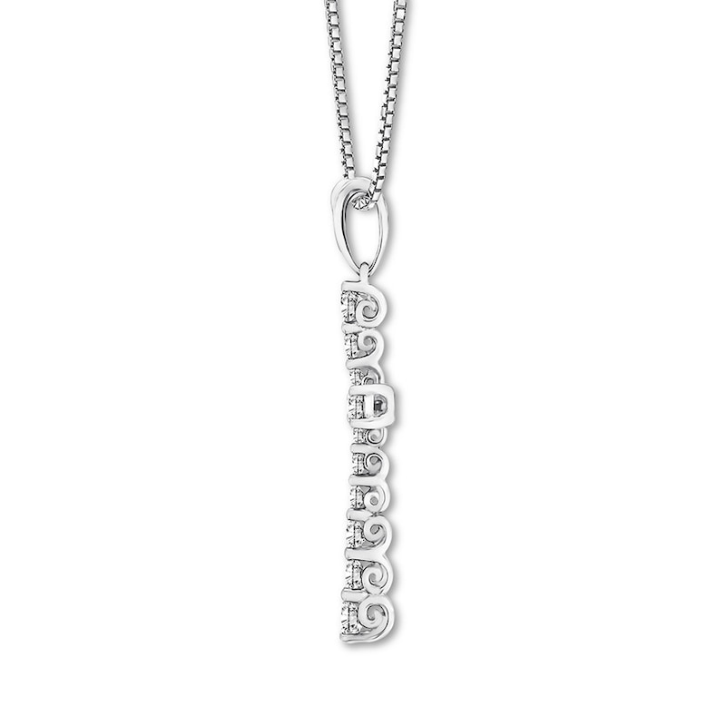 Main Image 2 of Previously Owned Diamond Cross Necklace 1 ct tw Round 14K White Gold 18"