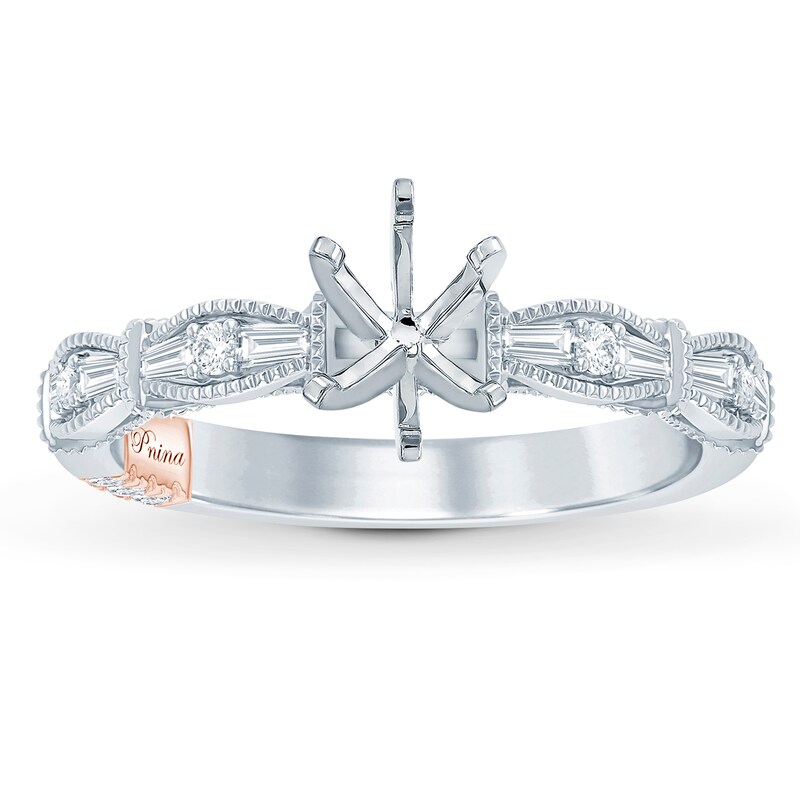 Main Image 1 of Previously Owned Pnina Tornai Diamond Engagement Ring Setting 1/4 ct tw Round/Baguette 14K White Gold