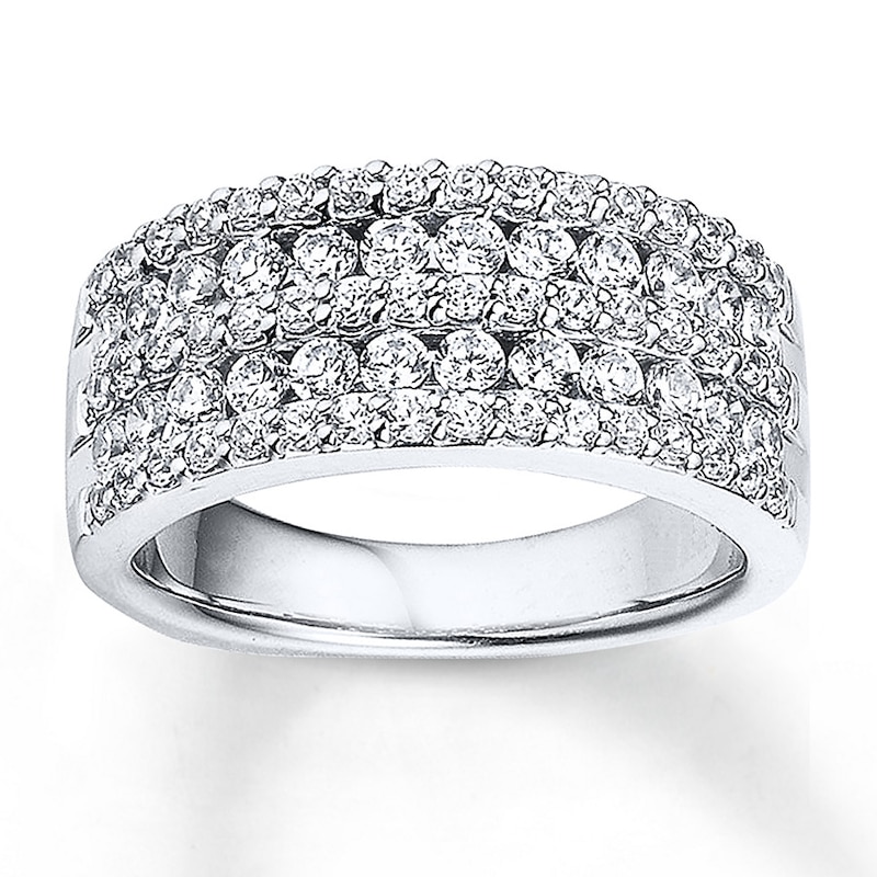 Main Image 1 of Previously Owned Diamond Anniversary Band 1-1/4 ct tw Ideal-cut 18K White Gold
