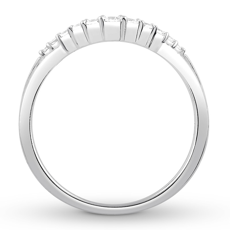 Main Image 2 of Previously Owned Diamond Contour Anniversary Band 1/6 ct tw Round 14K White Gold