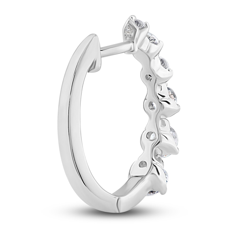 Main Image 3 of Previously Owned Diamond Hoop Earrings 1 ct tw Round 14K White Gold