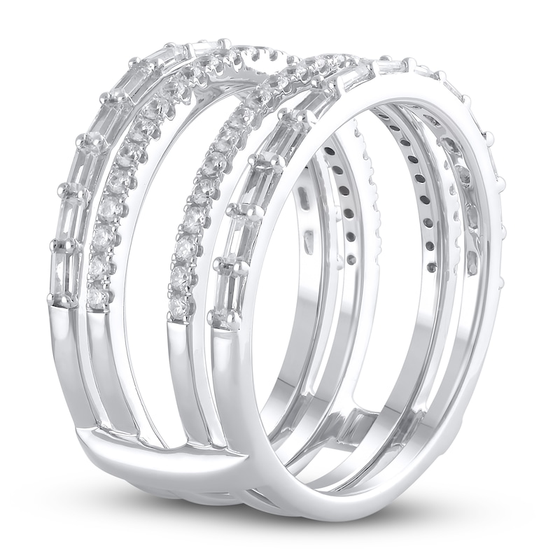 Main Image 2 of Previously Owned Diamond Enhancer Ring 1 ct tw Round/Baguette 14K White Gold