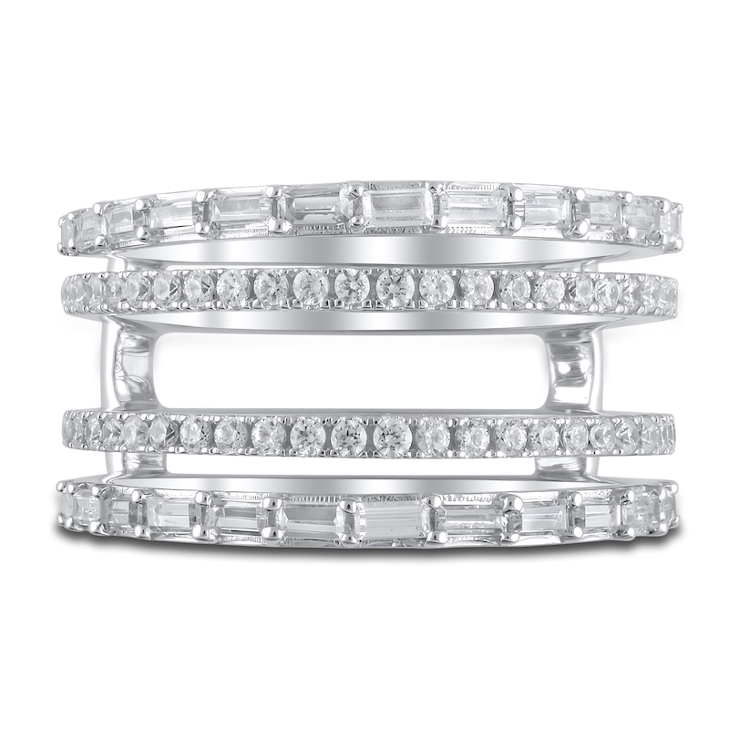 Main Image 3 of Previously Owned Diamond Enhancer Ring 1 ct tw Round/Baguette 14K White Gold