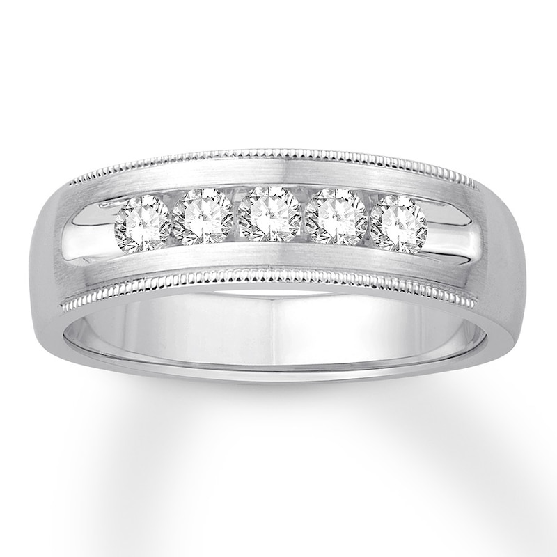 Main Image 1 of Previously Owned Men's Diamond Band 1/2 ct tw Round-cut 14K White Gold