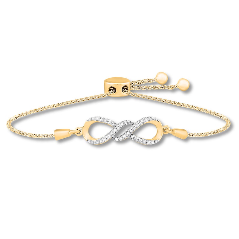 Main Image 1 of Previously Owned Diamond Infinity Bolo Bracelet 1/5 ct tw Round 10K Yellow Gold