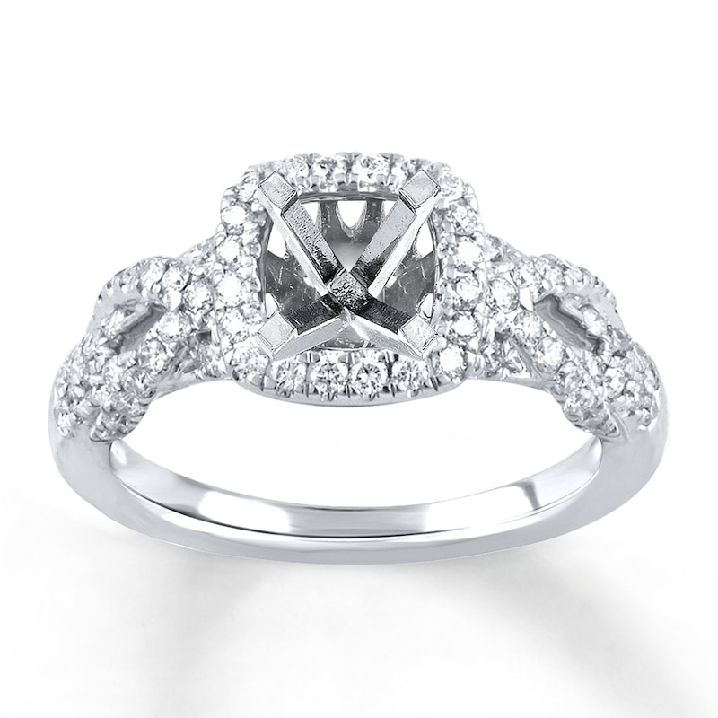 Main Image 1 of Previously Owned Diamond Ring Setting 3/8 carat tw Princess-cut 14K White Gold