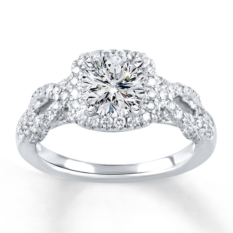 Main Image 3 of Previously Owned Diamond Ring Setting 3/8 carat tw Princess-cut 14K White Gold