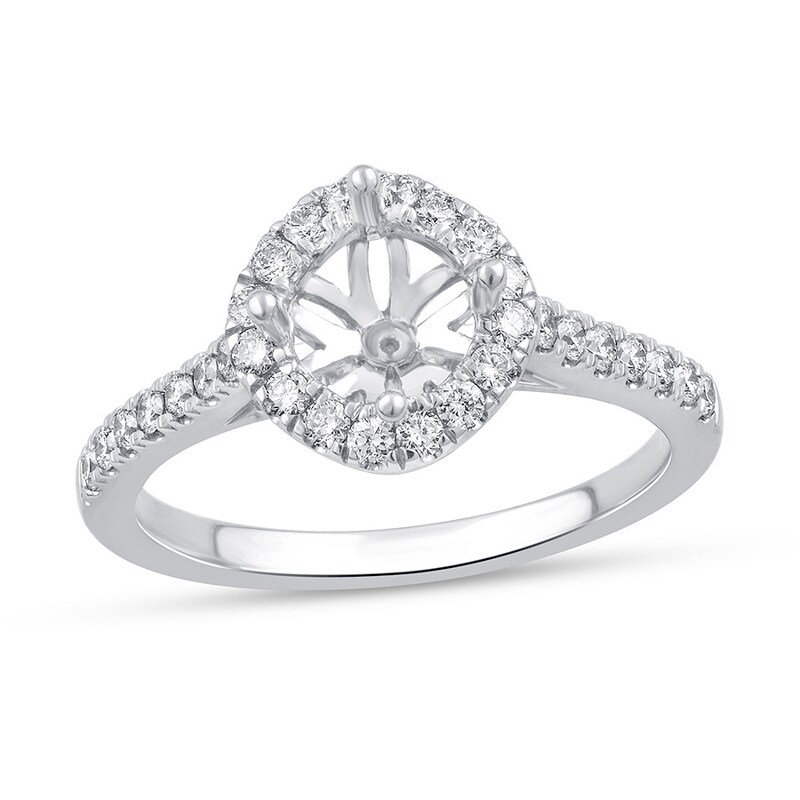 Main Image 1 of Previously Owned Diamond Ring Setting 3/8 ct tw Round-cut 14K White Gold