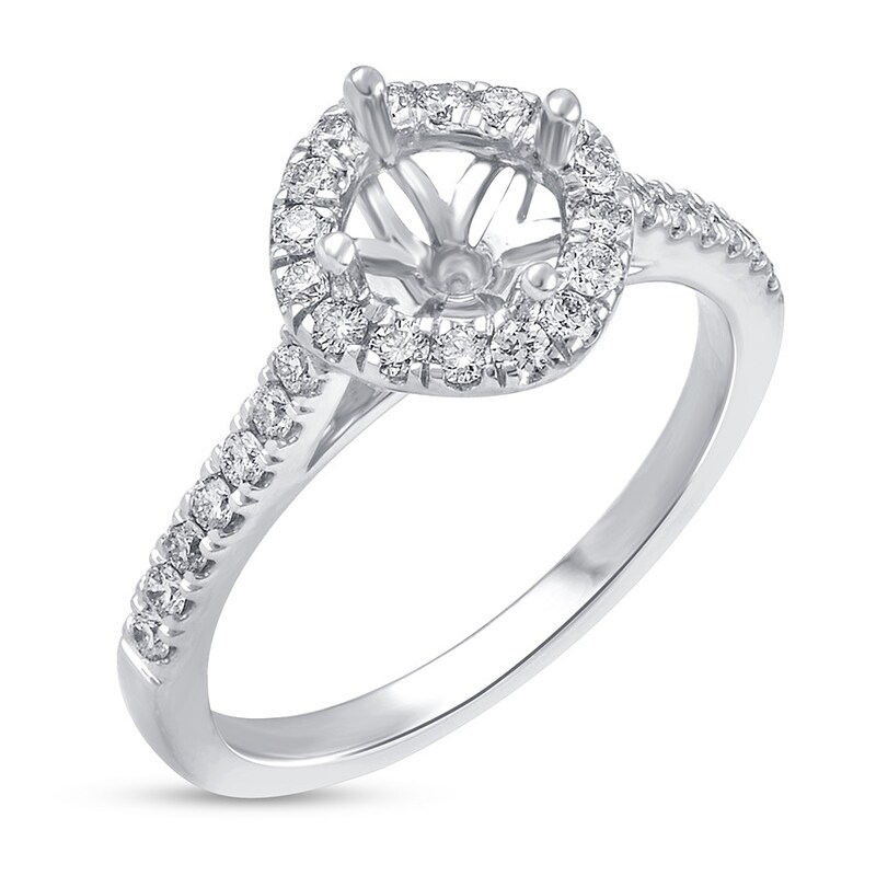 Main Image 2 of Previously Owned Diamond Ring Setting 3/8 ct tw Round-cut 14K White Gold