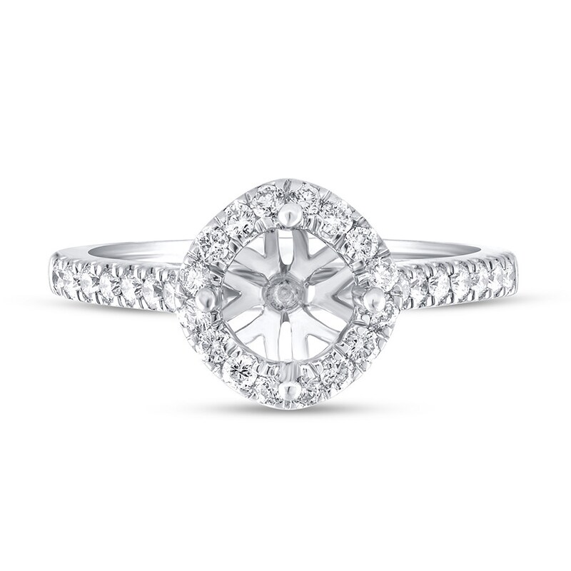 Main Image 3 of Previously Owned Diamond Ring Setting 3/8 ct tw Round-cut 14K White Gold