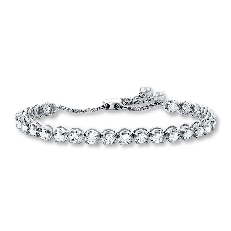 Main Image 1 of Previously Owned Diamond Bolo Bracelet 4 ct tw Round 14K White Gold