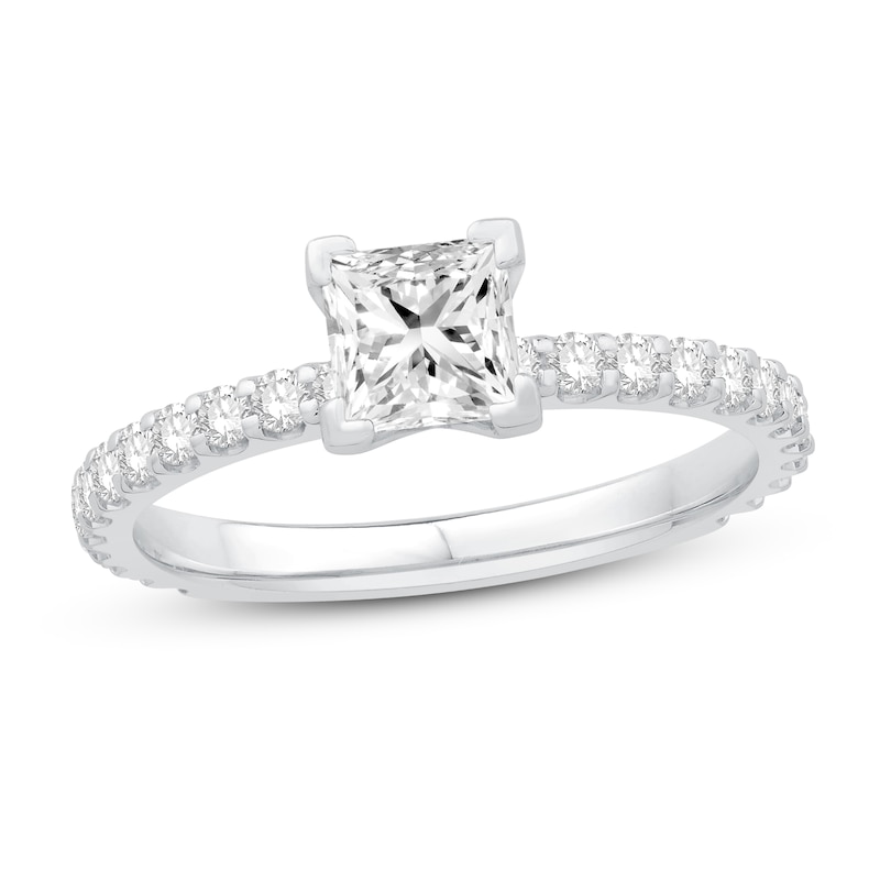Main Image 1 of Previously Owned Diamond Engagement Ring 1-1/8 ct tw Princess/Round 14K White Gold
