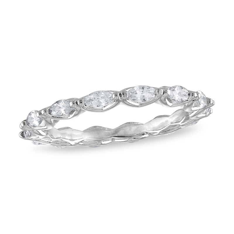Main Image 1 of Previously Owned Diamond Eternity Band 1 ct tw Marquise-cut 14K White Gold