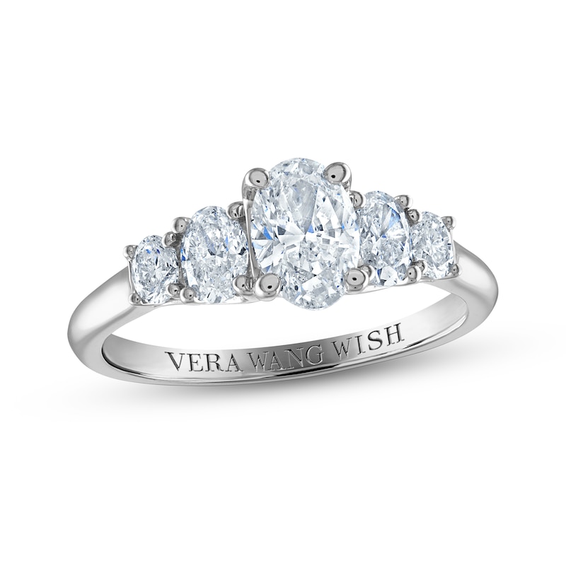 Main Image 1 of Previously Owned Vera Wang WISH Diamond Engagement Ring 1-1/3 ct tw Oval/Round 14K White Gold