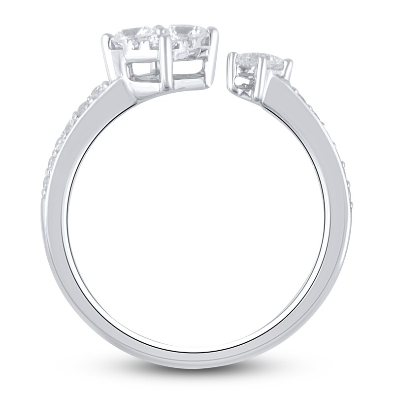 Main Image 2 of Previously Owned Diamond 2-Stone Cuff Ring 1/2 ct tw Round 10K White Gold