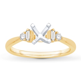 Previously Owned Diamond Engagement Ring Setting 1/5 ct tw Round/Baguette 14K Yellow Gold