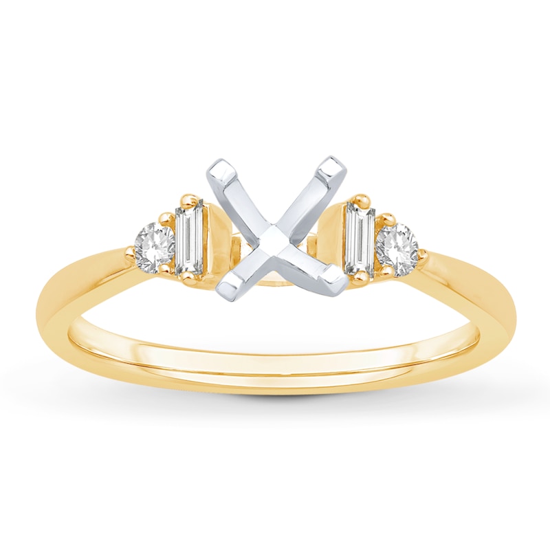 Main Image 1 of Previously Owned Diamond Engagement Ring Setting 1/5 ct tw Round/Baguette 14K Yellow Gold
