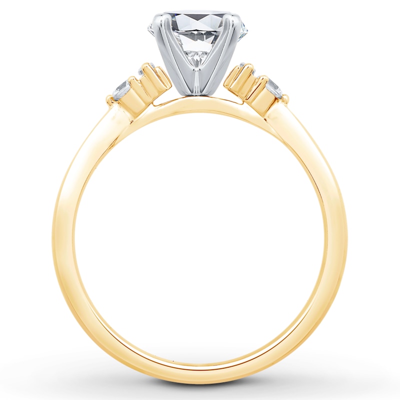 Main Image 2 of Previously Owned Diamond Engagement Ring Setting 1/5 ct tw Round/Baguette 14K Yellow Gold