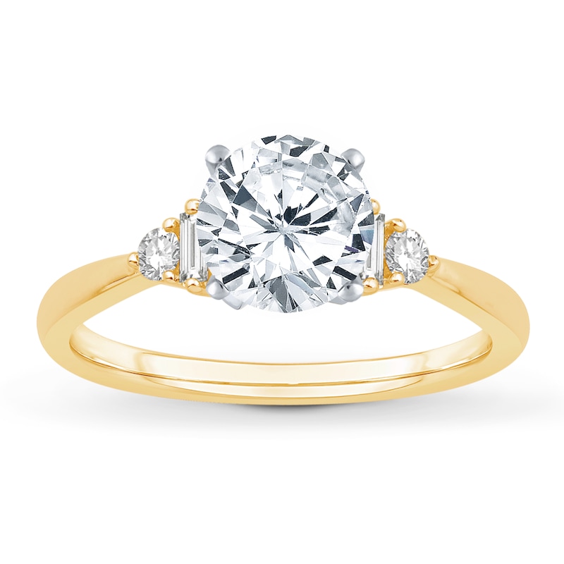 Main Image 3 of Previously Owned Diamond Engagement Ring Setting 1/5 ct tw Round/Baguette 14K Yellow Gold