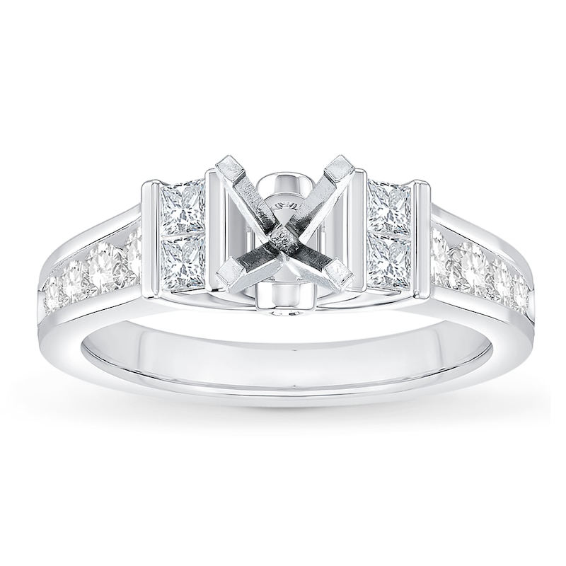Main Image 1 of Previously Owned Diamond Ring Setting 7/8 ct tw Princess/Round 14K White Gold