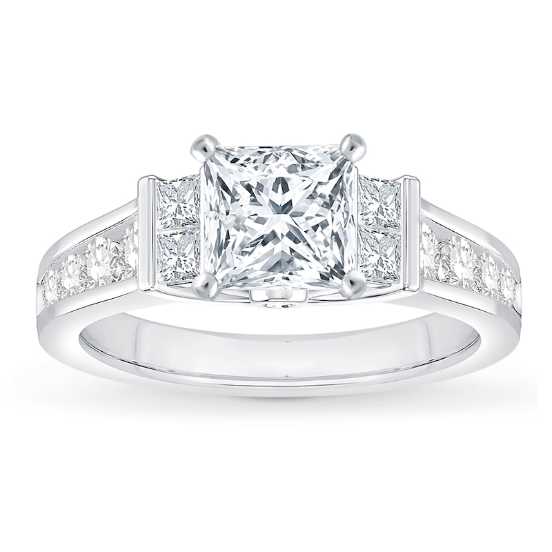 Main Image 3 of Previously Owned Diamond Ring Setting 7/8 ct tw Princess/Round 14K White Gold