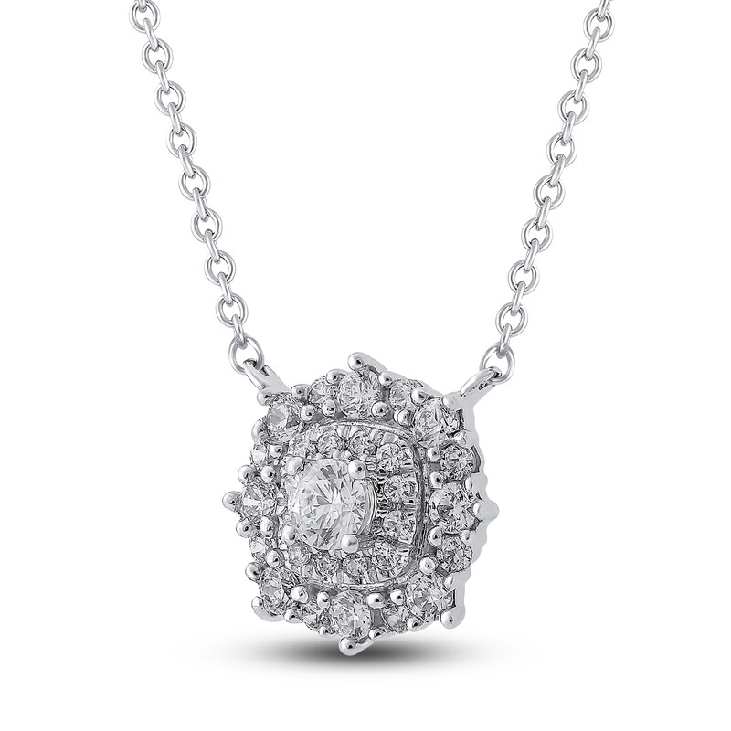 Main Image 2 of Previously Owned Diamond Necklace 1/2 ct tw Round 10K White Gold