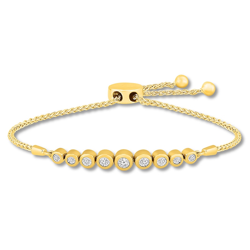 Main Image 1 of Previously Owned Diamond Link Bolo Bracelet 1/4 ct tw Round 10K Yellow Gold