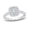 Thumbnail Image 1 of Previously Owned Diamond Double Halo Engagement Ring 3/4 ct tw Princess/Round 14K White Gold