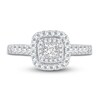Thumbnail Image 3 of Previously Owned Diamond Double Halo Engagement Ring 3/4 ct tw Princess/Round 14K White Gold