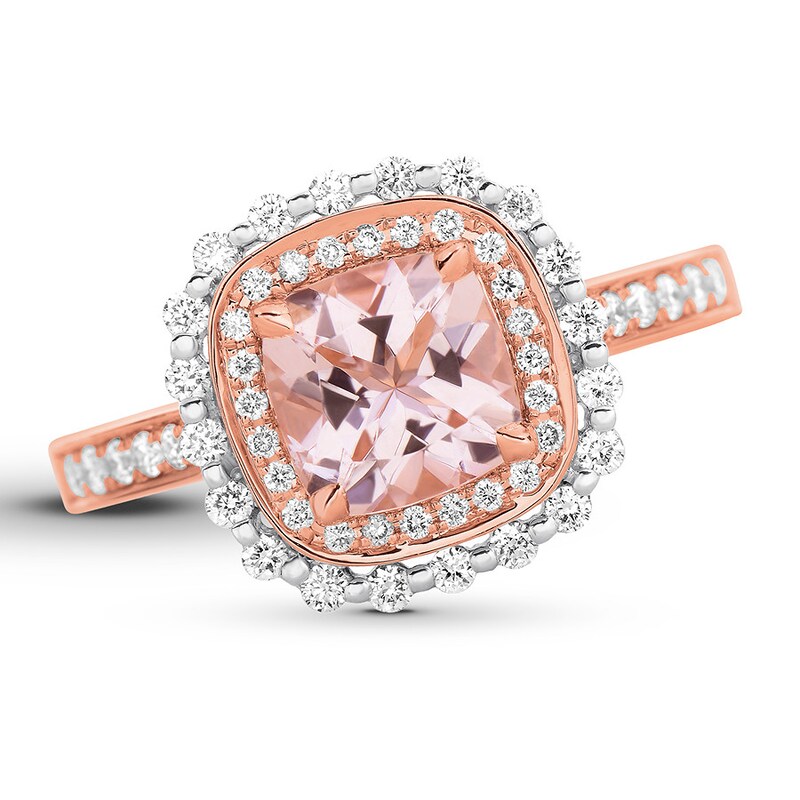 Main Image 1 of Previously Owned Morganite Ring 3/8 ct tw Diamonds 18K Two-Tone Gold