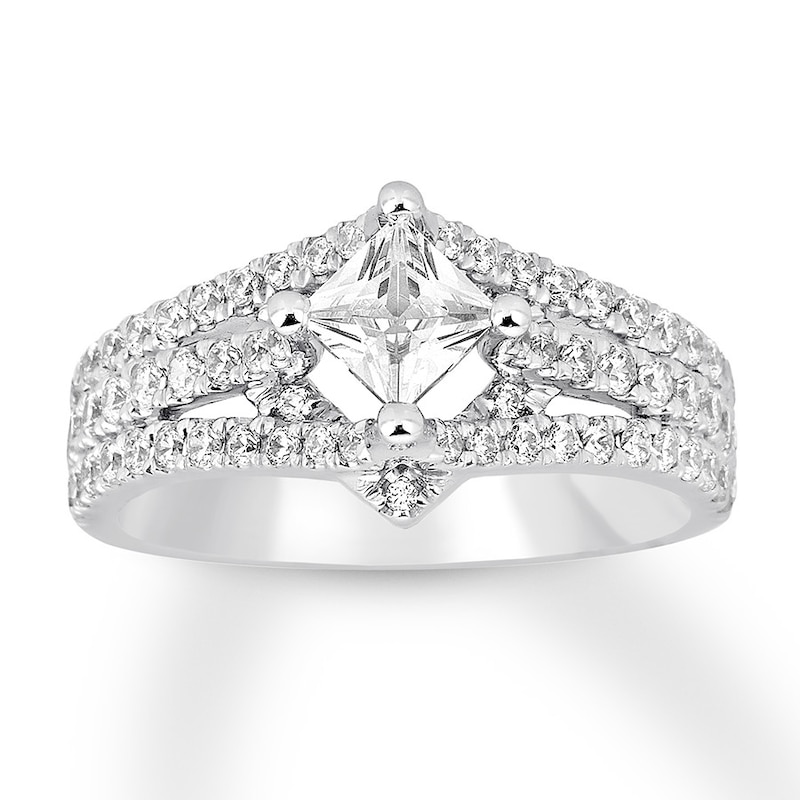 Main Image 1 of Previously Owned Diamond Engagement Ring 1-1/5 ct tw Princess-cut 14K White Gold