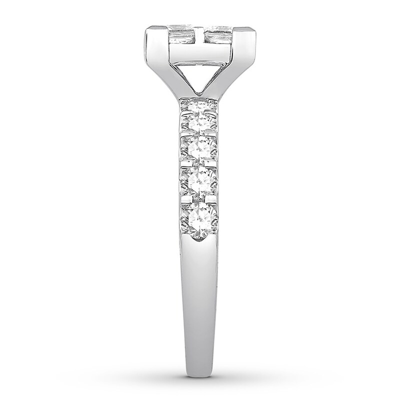 Main Image 3 of Previously Owned Diamond Engagement Ring 2 ct tw Princess/Round 14K White Gold