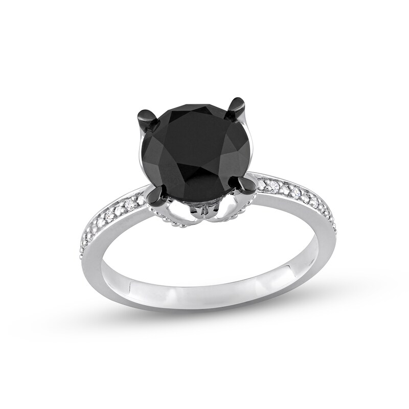 Main Image 1 of Previously Owned Black Diamond Engagement Ring 3 ct tw Round 14K White Gold