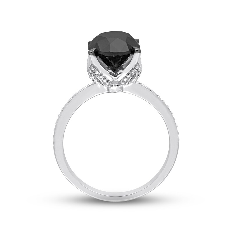 Main Image 3 of Previously Owned Black Diamond Engagement Ring 3 ct tw Round 14K White Gold
