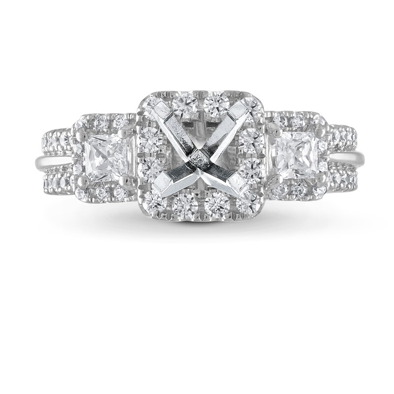 Main Image 1 of Previously Owned Vera Wang WISH Engagement Ring Setting 1 ct tw Round/Princess 14K White Gold