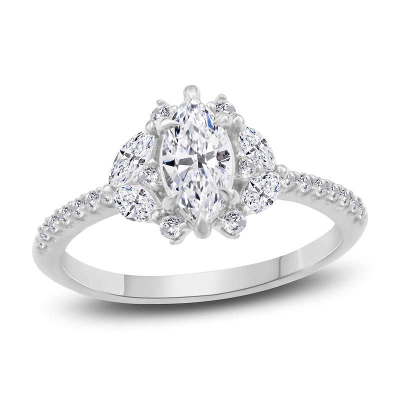 Previously Owned Diamond Engagement Ring 1 ct tw Marquise/Round 14K White Gold