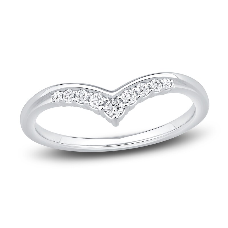 Main Image 1 of Previously Owned Diamond Contour Anniversary Band 1/8 ct tw 14K White Gold