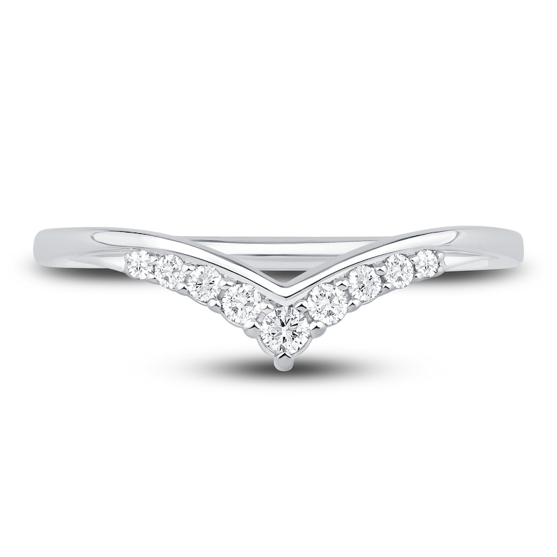 Main Image 3 of Previously Owned Diamond Contour Anniversary Band 1/8 ct tw 14K White Gold