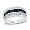 Thumbnail Image 1 of Previously Owned Men's Black & White Diamond Anniversary Band 2 ct tw Round 14K White Gold