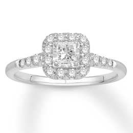 Previously Owned Diamond Promise Ring 1/2 ct tw Princess/Round 10K White Gold