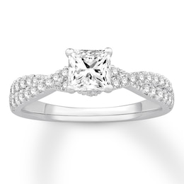 Previously Owned Diamond Engagement Ring 1 ct tw Princess/Round 14K White Gold