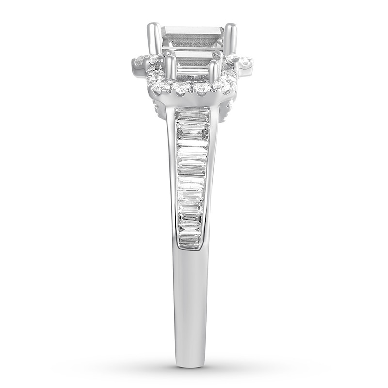 Main Image 3 of Previously Owned Diamond Engagement Ring 1-7/8 ct tw Emerald-cut 14K White Gold