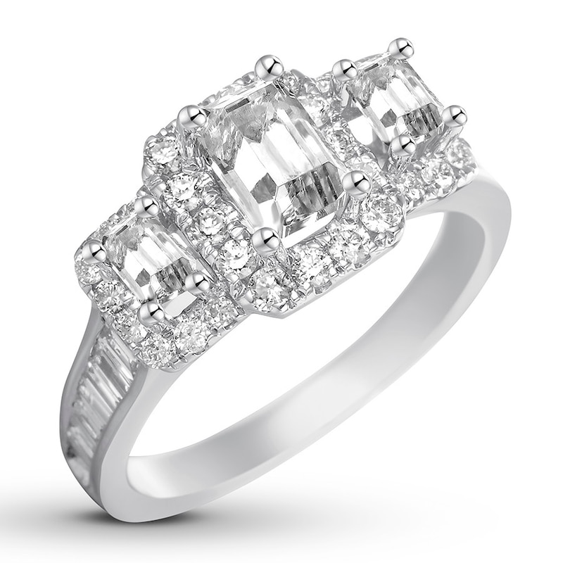 Main Image 4 of Previously Owned Diamond Engagement Ring 1-7/8 ct tw Emerald-cut 14K White Gold